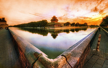 corner at the forbidden city r, canal, city, corner, r, ancient HD wallpaper