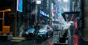 Cyber Boy In Streets, cyberpunk, artist, artwork, digital-art, artstation HD wallpaper