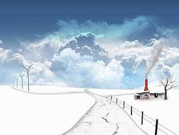 Winter, blue, white, sky, nature, ice, cloud, tree HD wallpaper