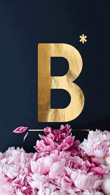 B Name, Golden, Alphabet, floral, design HD phone wallpaper