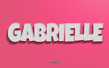 Gabrielle, pink lines background, with names, Gabrielle name, female names, Gabrielle greeting card, line art, with Gabrielle name HD wallpaper