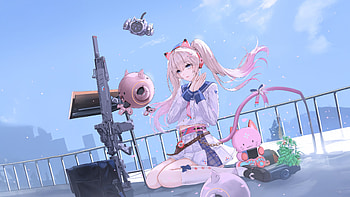 Cute Anime Girl On Rooftop Military Style, cute, anime-girl, military, gun, artist, artwork, art, digital-art, artstation HD wallpaper