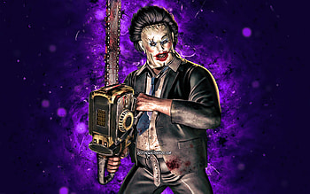 Leatherface, , violet neon lights, Mortal Kombat Mobile, fighting games, MK Mobile, creative, Mortal Kombat, Leatherface Mortal Kombat HD wallpaper