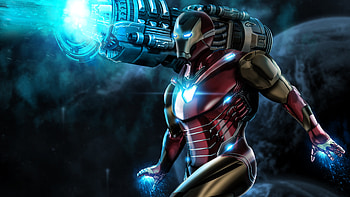 Iron Man Proton Cannon, iron-man, superheroes, artwork, digital-art, behance HD wallpaper