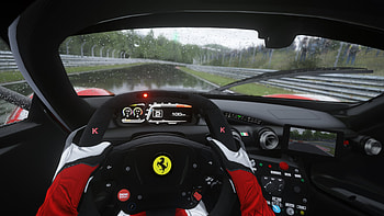 Driving The Ferrari FXX K in the Rain, POV, racing, race car, car, motorsport, video game, Assetto Corsa HD wallpaper