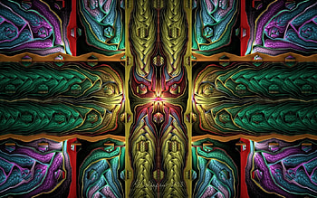Meeting of Snakes, colors, digital art, fractal, abstract HD wallpaper