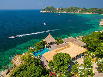 Koh Tao cape, Shark Pool Villas, Aerial view, Thailand travels HD wallpaper