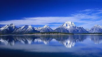 Landscape reflection, sky, nature, mountains, Blue HD wallpaper