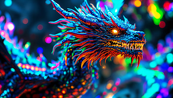 Neon Dragon – Vivid Fantasy Art, dragon, glow, colorful, mythical creature HD wallpaper