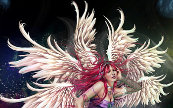 Redhead Angel, angel, girl, redhead, fantasy HD wallpaper