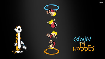 Calvin And Hobbes Portal Crossover HD wallpaper