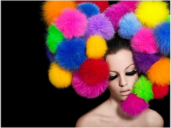 glam rainbow , glamour, sweet, black, model, colours, girl, beautiful, nice, lady, rainbow, face HD wallpaper