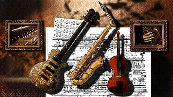 Musical instruments, Vibrant , Artistic expressions, Melodic paradise HD wallpaper