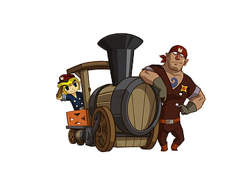 Toon Link conducts the train, toon link, pirate, condutor clothes, video games, train HD wallpaper