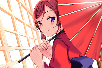 Umbrella, smile, Maki Nishikino, Love Live! HD wallpaper