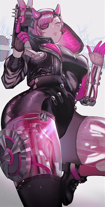 Wattson Cyberpunk, magenta, pink, drawing, girl, saetsukura, apex legends HD phone wallpaper