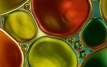 Water bubbles, yellow, green, red, drops, texture, glass, bubbles, water HD wallpaper
