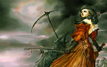 THE DEVILS FIDDLER, Violin, Fiddler, Scythe, Blood, Death, Grim Reaper, Fantasy, Dark, Gothic HD wallpaper