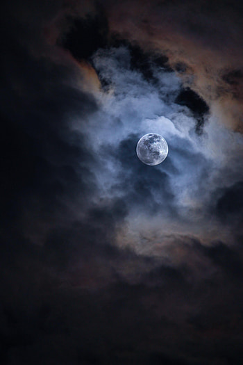 Moon, Nature, Sky, Night, Clouds, Shine, Light HD phone wallpaper