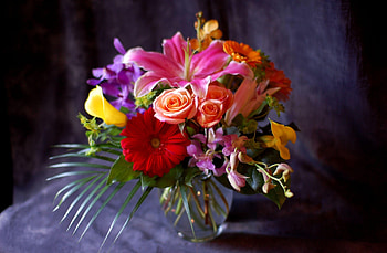 Flowers, Rose Flower, Rose, Bouquet, Vase, Calla, Lily, Composition, Callas, Gerbera, Orchid HD wallpaper
