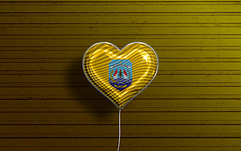 I Love North Kalimantan, , realistic balloons, yellow wooden background, Day of North Kalimantan, indonesian provinces, flag of North Kalimantan, Indonesia, balloon with flag, Provinces of Indonesia, North Kalimantan flag, North Kalimantan HD wallpaper