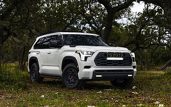 2023, Toyota Sequoia TRD Pro, , front view, exterior, new white Sequoia, Sequoia tuning, Japanese cars, Toyota HD wallpaper