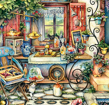 New Lemonade F, animal, lemons, art, feline, cat, beautiful, artwork, wide screen, patio, painting, lemon tree, pet HD wallpaper