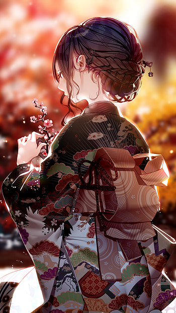 Kimono dress, Anime girl, resolution, Sony Xperia HD phone wallpaper