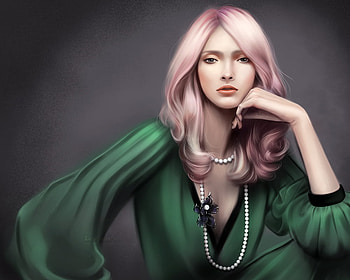 Portrait, girl, beauty, nice, 3d, abstract, green, lovely, female HD wallpaper