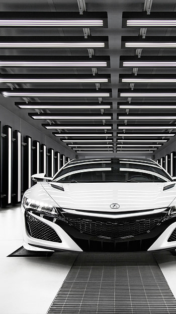 Acura NSX, White monochrome, Mobile HD phone wallpaper