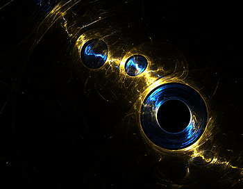 Consciousness, blue, black, abstract, fractal, gold HD wallpaper