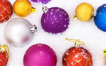 colorful balls, decorations, winter, holiday, christmas HD wallpaper