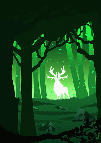 Vector, Silhouette, Forest, Deer HD phone wallpaper