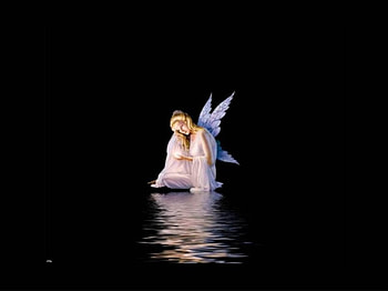 Night Angel, night, angel, reflection, water HD wallpaper
