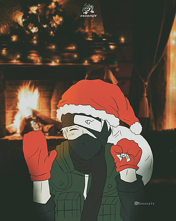 Kakashi Hatake, sasuke, sakura, kakashi , anime santa claus, christmas, naruto shippuden, naruto, ho ho ho, kakashi santa, team 7, anime christmas, santa claus HD phone wallpaper