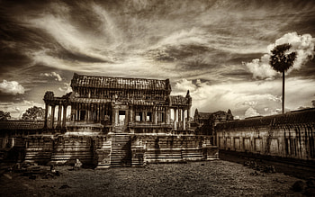 Temple, sepia, graphy, regilious HD wallpaper