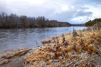 Autumn, river, ukhta, snow HD wallpaper