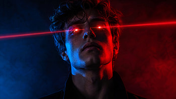 Neon Laser‑Eye Man — HD wallpaper