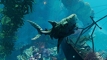Maneater Shark Ship Deep Sea HD wallpaper