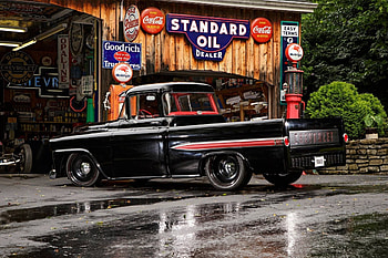 1959-Chevy-Apache, Truck, Black, Classic, GM HD wallpaper