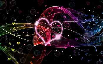 Butterflies, Love, Circles, Multicolored, Motley, Heart HD wallpaper