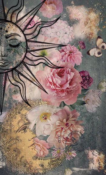 Mystical moon, love, beautiful, girly, flowers, pretty, spiritual, sun, colorful HD phone wallpaper