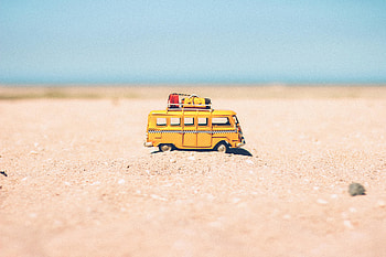Beach, Sand, Miscellanea, Miscellaneous, Toy, Bus HD wallpaper