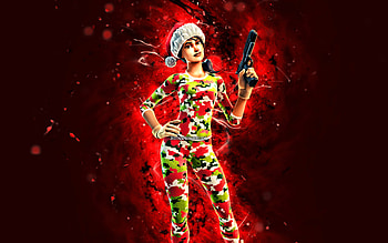 Camo PJ Patroller, , red neon lights, Fortnite Battle Royale, Fortnite characters, Camo PJ Patroller Skin, Fortnite, Camo PJ Patroller Fortnite HD wallpaper