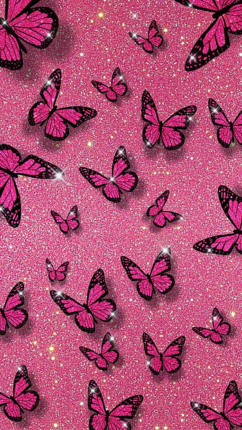 Pink Glitter Butterfly Background. Pink , Pink glitter , girly HD phone wallpaper