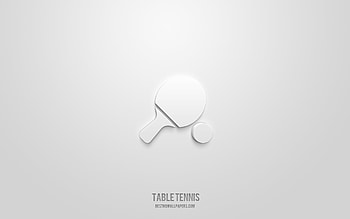 Table tennis 3d icon, white background, 3d symbols, Table tennis, sport icons, 3d icons, Table tennis sign, sport 3d icons HD wallpaper