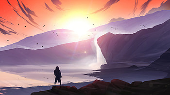 The Waterfall, artist, artwork, digital-art, deviantart HD wallpaper