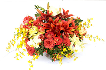 Bouquet, gentle, graphy, roses, elegantly, beautiful, lily, nice, rose, flower, cool, flowers, orchid, , harmony HD wallpaper