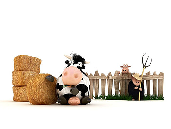 Sheep Farmers, farmer, cow, sheep, fence HD wallpaper