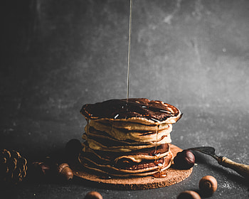 Food, Desert, Acorns, Pancakes, Honey HD wallpaper
